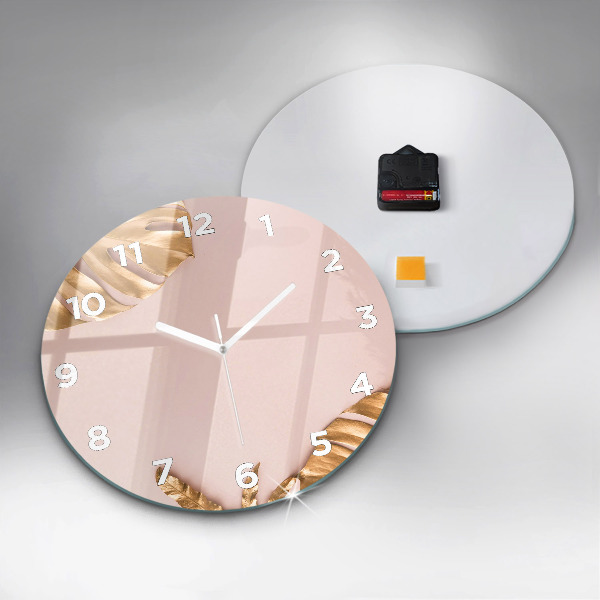 Kerek fali üvegóra Arany trópusi levelek