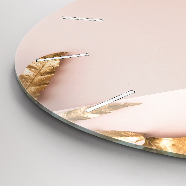 Kerek fali üvegóra Arany trópusi levelek