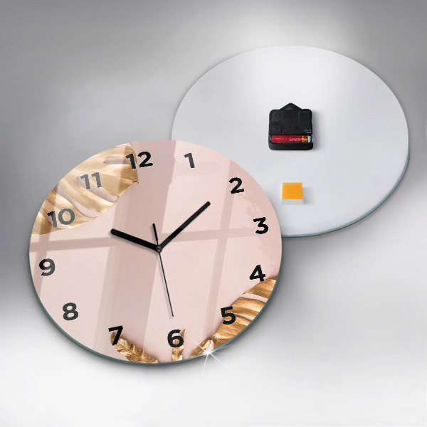 Kerek fali üvegóra Arany trópusi levelek