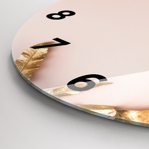 Kerek fali üvegóra Arany trópusi levelek