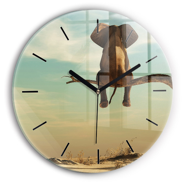 Kerek fali üvegóra Elefánt a fán