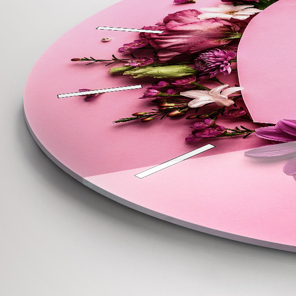 Kerek fali üvegóra Virágok szíve