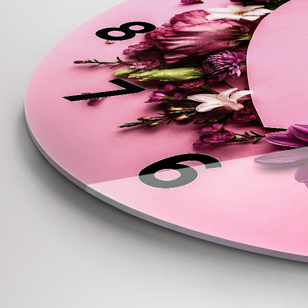 Kerek fali üvegóra Virágok szíve