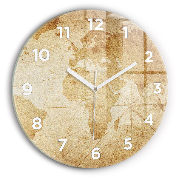 Kerek fali üvegóra Vintage világtérkép