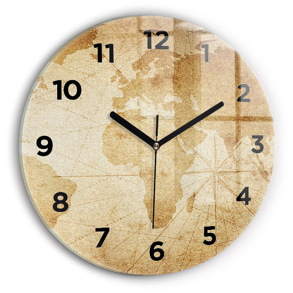 Kerek fali üvegóra Vintage világtérkép