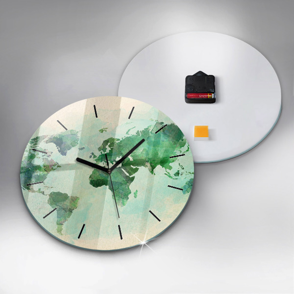 Kerek fali üvegóra Akvarell világtérkép