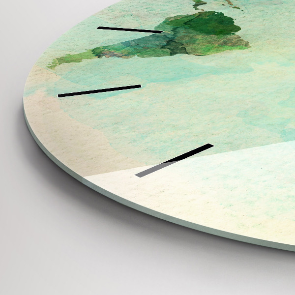 Kerek fali üvegóra Akvarell világtérkép