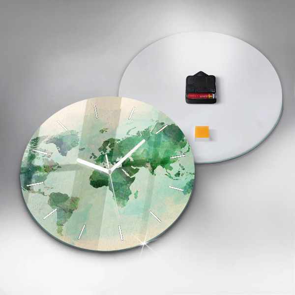 Kerek fali üvegóra Akvarell világtérkép