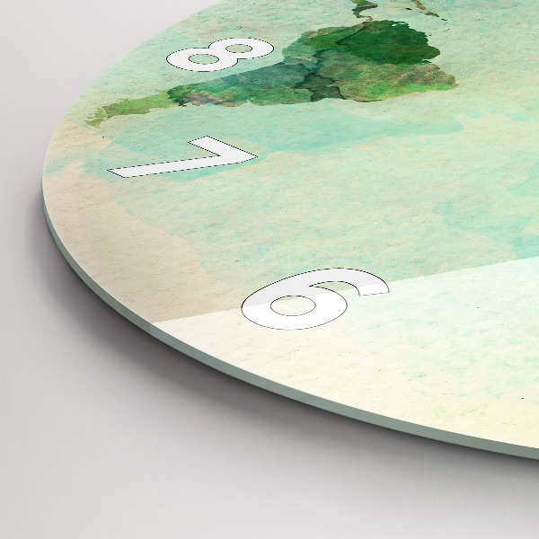 Kerek fali üvegóra Akvarell világtérkép