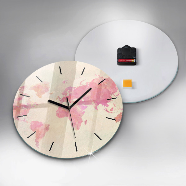 Kerek fali üvegóra Akvarell világtérkép