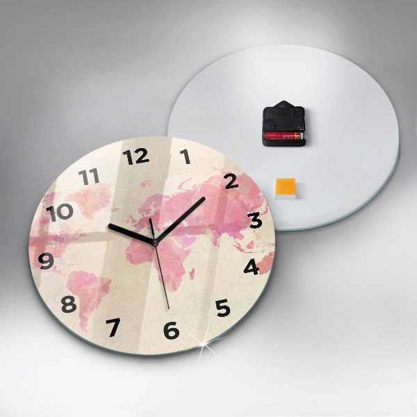 Kerek fali üvegóra Akvarell világtérkép