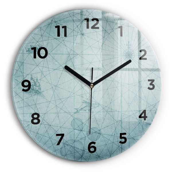 Kerek fali üvegóra Vintage térkép