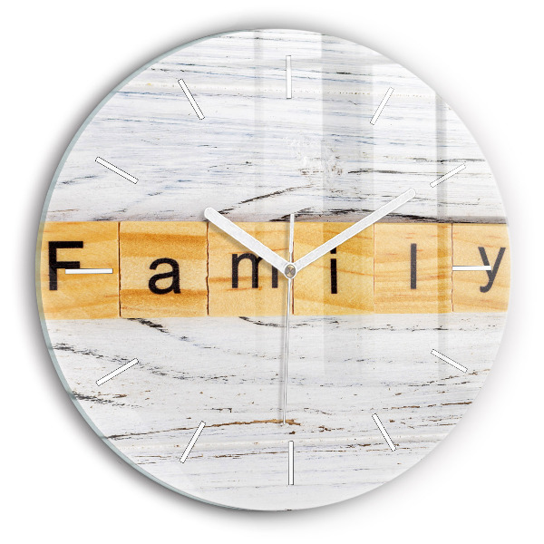 Kerek fali üvegóra A Family felirat