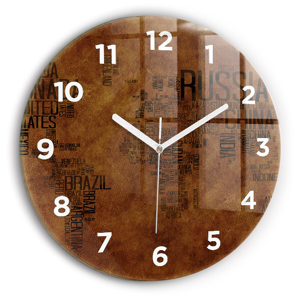 Kerek fali üvegóra Térkép és országnevek