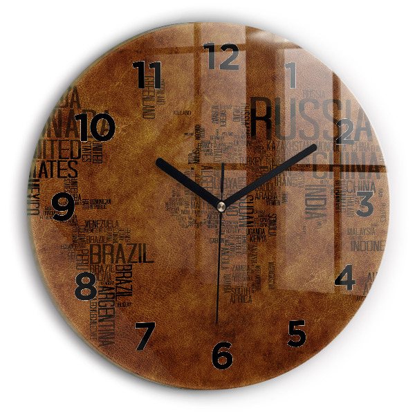 Kerek fali üvegóra Térkép és országnevek