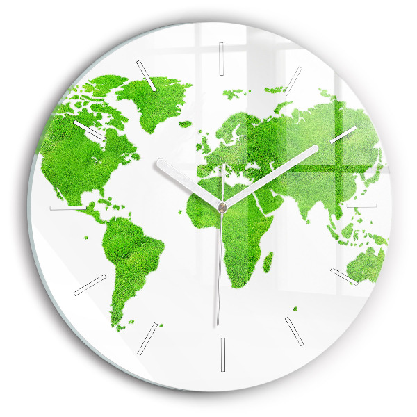 Kerek fali üvegóra Zöld fű térkép