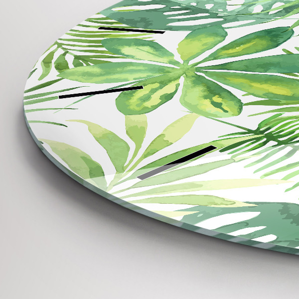 Kerek fali üvegóra Zöld levelek