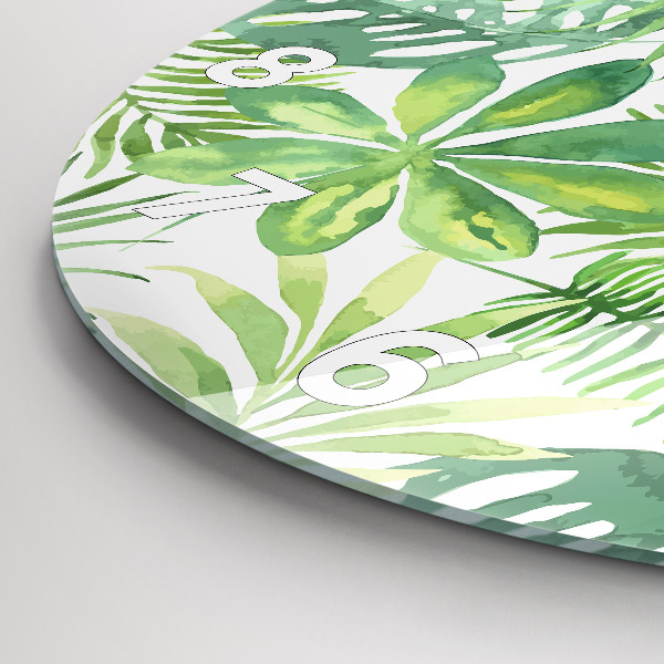 Kerek fali üvegóra Zöld levelek