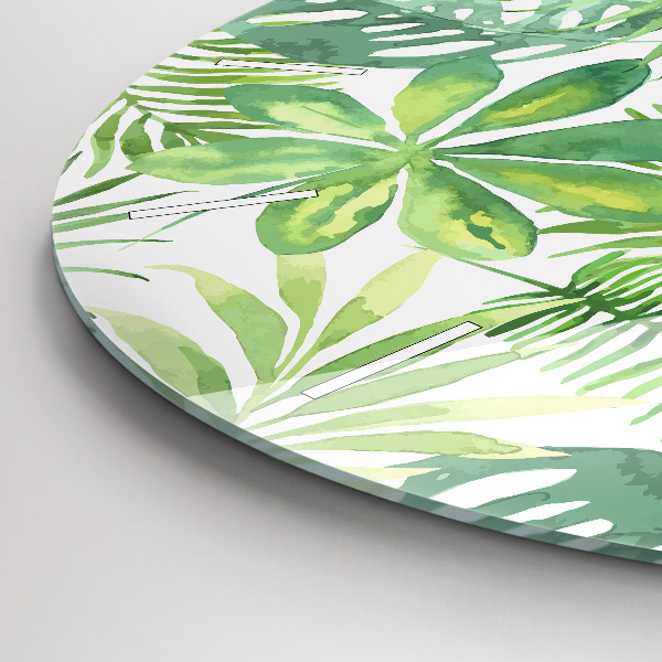 Kerek fali üvegóra Zöld levelek