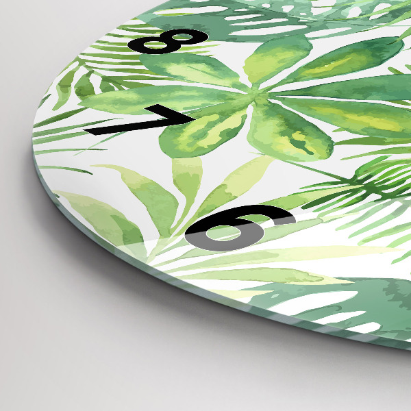 Kerek fali üvegóra Zöld levelek