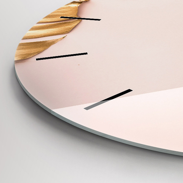 Kerek fali üvegóra Arany trópusi levelek