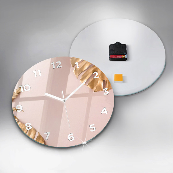 Kerek fali üvegóra Arany trópusi levelek