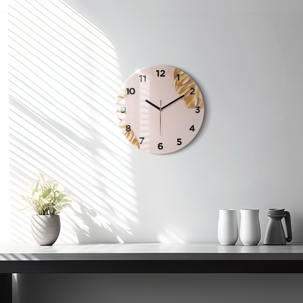 Kerek fali üvegóra Arany trópusi levelek