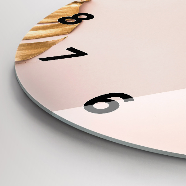 Kerek fali üvegóra Arany trópusi levelek