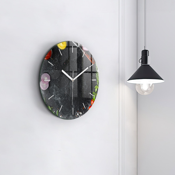 Kerek fali üvegóra Zöldségek az asztalon