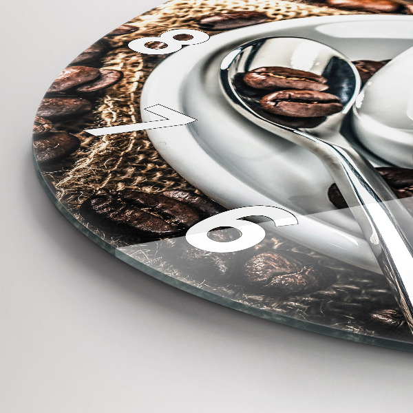 Kerek fali üvegóra Csésze és kávébab