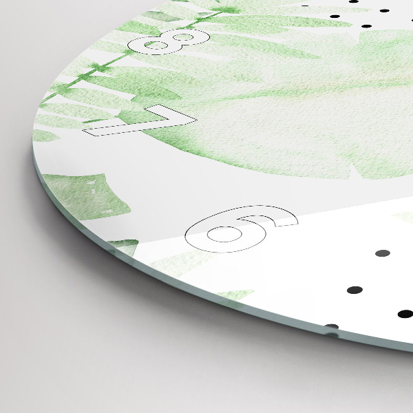 Kerek fali üvegóra Zöld levelek