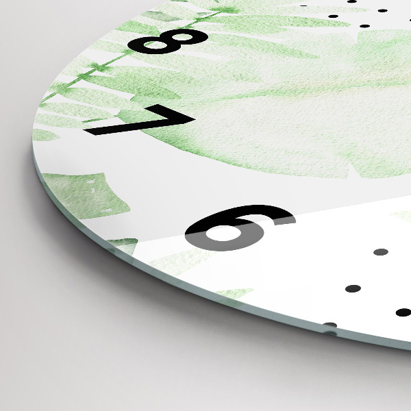 Kerek fali üvegóra Zöld levelek