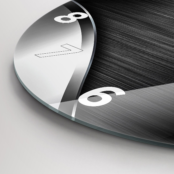 Kerek fali üvegóra Fekete és ezüst vonalak