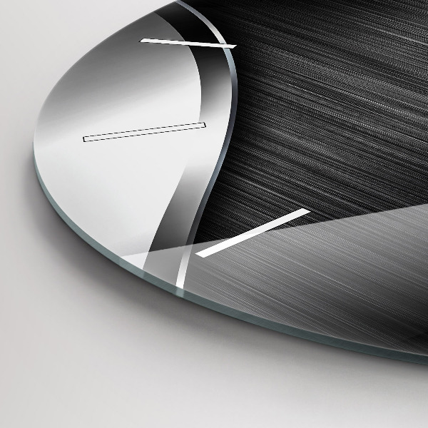 Kerek fali üvegóra Fekete és ezüst vonalak