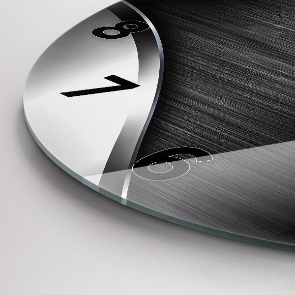 Kerek fali üvegóra Fekete és ezüst vonalak