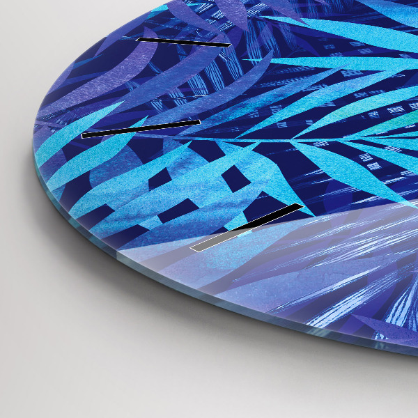 Kerek fali üvegóra Kék levelek