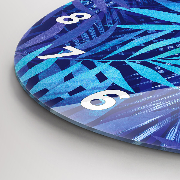 Kerek fali üvegóra Kék levelek