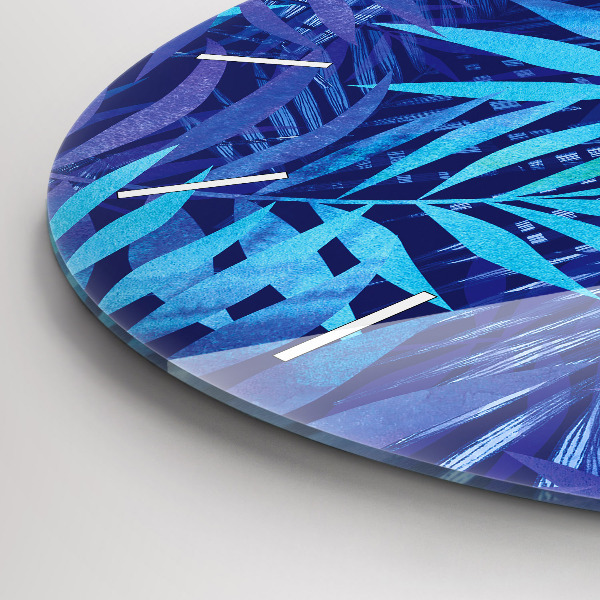 Kerek fali üvegóra Kék levelek