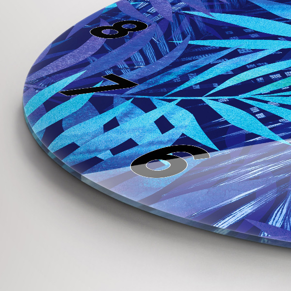 Kerek fali üvegóra Kék levelek