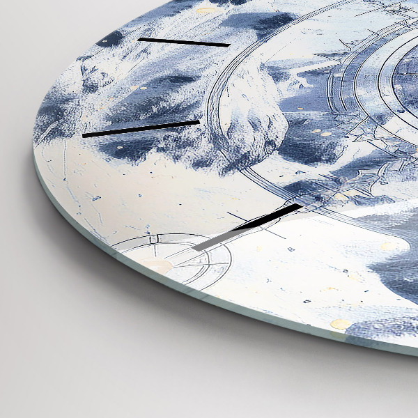 Kerek fali üvegóra Kék rajzok