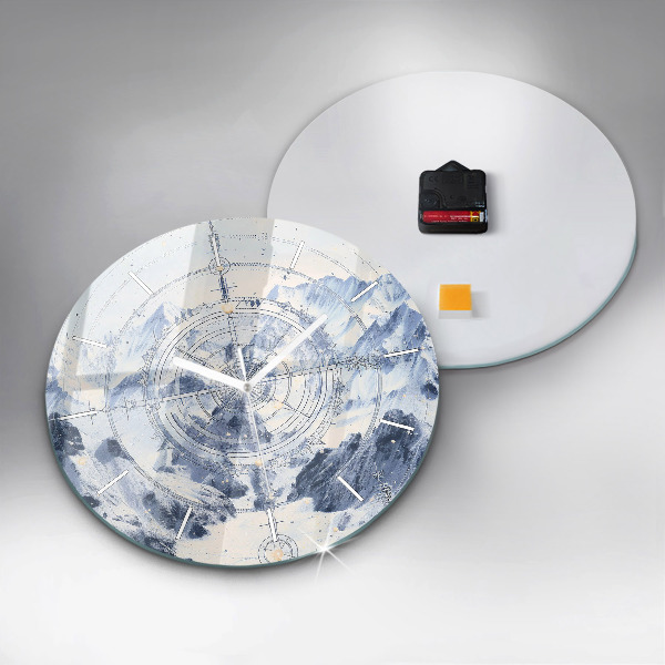 Kerek fali üvegóra Kék rajzok