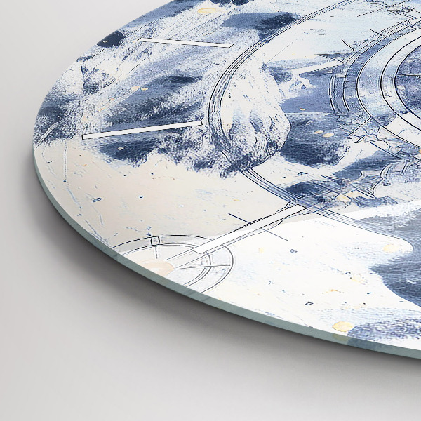 Kerek fali üvegóra Kék rajzok