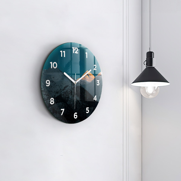 Kerek fali üvegóra Naplemente a hegyekben