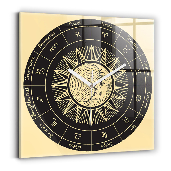 Szögletes üvegóra Zodiákusok és a Nap