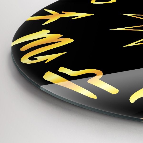 Kerek üvegóra Arany állatövi jegyek és a Nap