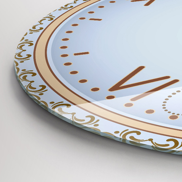 Kerek üvegóra Kék virágok